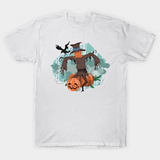 Pumpkin and scarecrow - Halloween design T-Shirt